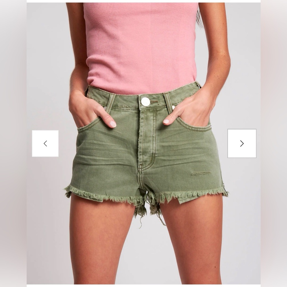 One Teaspoon Bonitas High Waist Denim Shorts- Super Khaki, Size 31